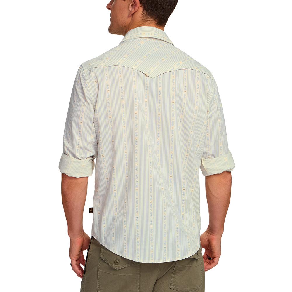Howler Brothers Free Range Fleece Pullover Men's in Mosquero Stripe Off White
